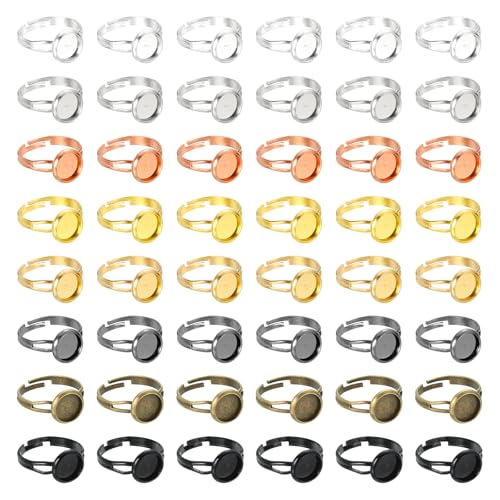 Bandeja de bisel plano para hacer joyas con base de anillo de metal de 8mm 2
