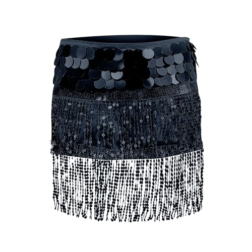 MOKBAY Lenço dança da barriga brilho saia dança do ventre disfarces de carnaval de festa disfarce carnaval, 92-preto, Tamanho único