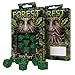 Q WORKSHOP Forest Engraved green & black RPG ornamented Dice Set 7 polyhedral pieces