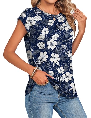 Image of Zeagoo Womens Tops Summer Casual Cap Sleeve Tshirts Shirts Business Dressy Spring Fashion Outfits Trendy Clothes