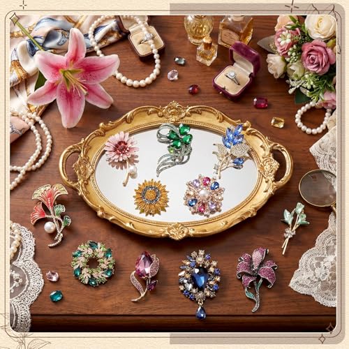 Image of Sasylvia 16 Pcs Women Brooch Set Rhinestone Vintage Animal Insect Plant Pins Brooches Bulk for Christmas Women Girls Gifts