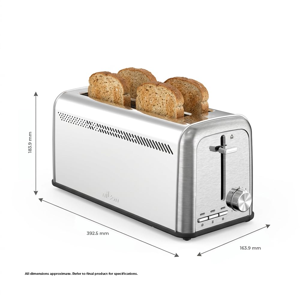 Toster do chleba z podwójnym gniazdem, 1500 W, 7 poziomów opiekania, sterowanie ręczne, timer, rozmrażanie, podgrzewanie i zamykanie, wyjmowana taca na okruchy, łatwe czyszczenie