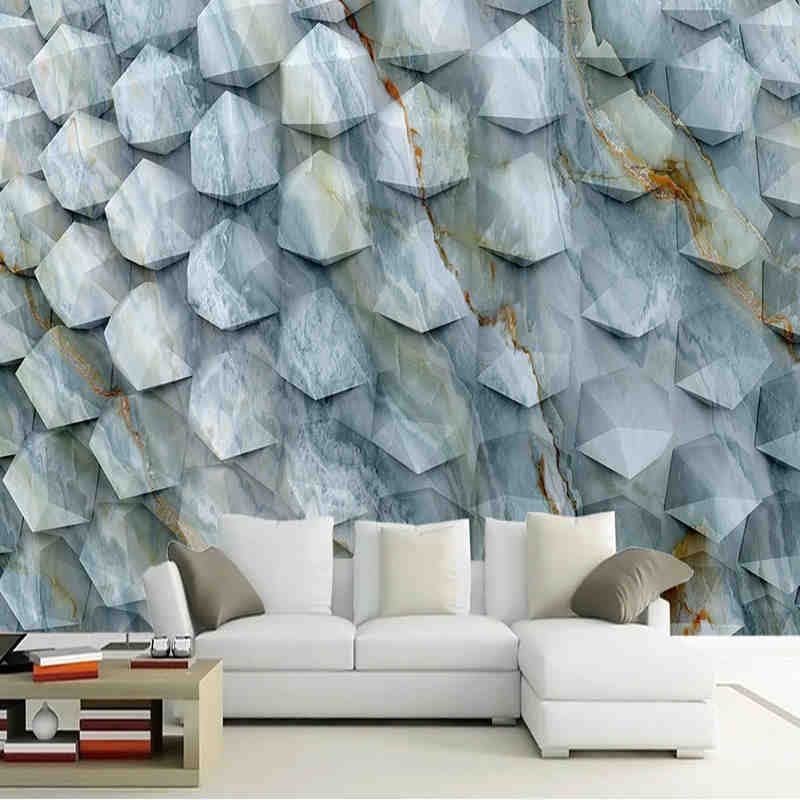 Tamaño personalizado en relieve geométrico espacio sólido patrón de mármol papel de pared respetuoso con el medio ambiente dormitorio Simple decoración del hogar Mural papel tapiz