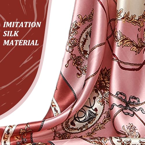 Large Satin Scarf 35 Inch Elegant Satin Head Scarf Square Neck Vintage Imitated Silk Bandana Sleeping Hair Wrapping for Women and Girls3