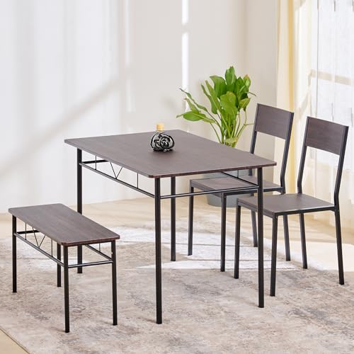 Image of Home Centre Engineered Wood Helios Lucia 4-Seater Dining Set with Chairs and Bench - White, 300 MM, 300 MM, 45 Cm