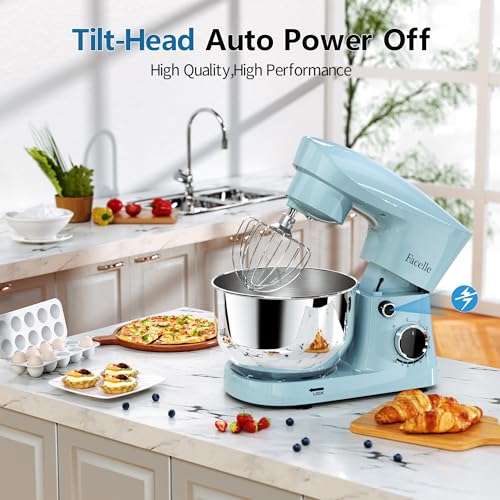Facelle Stand Mixer, 10-Speed 6QT Kitchen Electric Mixer, Tilt-Head Food Mixer with Beater, Dough Hook, Wire Whip and Egg Separator, scraper for Most Home Cooks - Blue - Image 5
