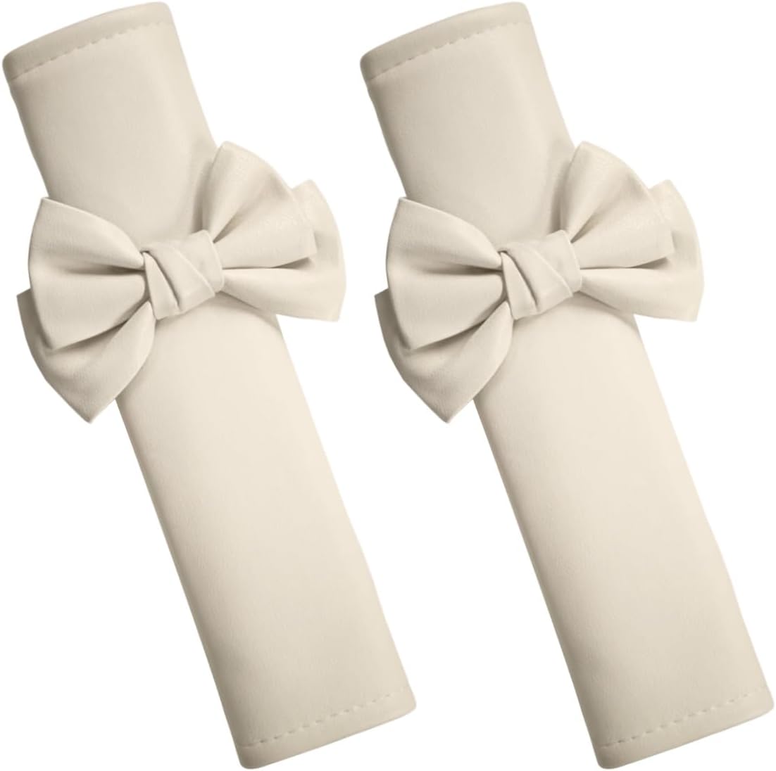 2PCS Cute Bow Car Seat Belt Cover Pad for Comfortable Driving, White
