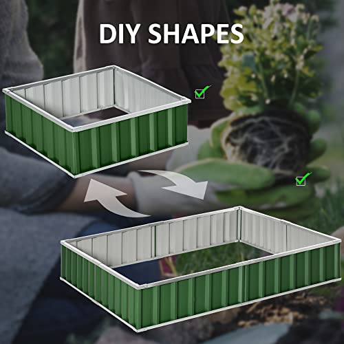 Outsunny 8X3X1Ft Raised Garden Bed, Outdoor Garden Boxes, Large Metal Planter Box With Open Bottom And Gloves For Vegetables Flowers Herbs, Green #TOP5