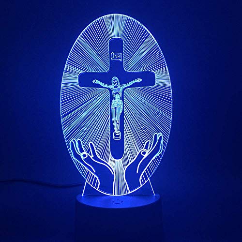 Jinnwell 3D Jesus God Night Light Lamp Illusion Led 7 Color Changing Touch Switch Table Desk Decoration Lamps Gift with… - Image 5