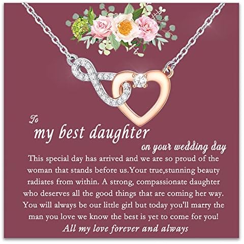 Shonyin Wedding Gifts for Mother of The Bride/Mother of The Groom/Bride/Bridesmaid on Wedding Day,Infinity Heart Pendant Necklace Dainty Jewelry for Women…, Stainless Steel, Cubic Zirconia Cover