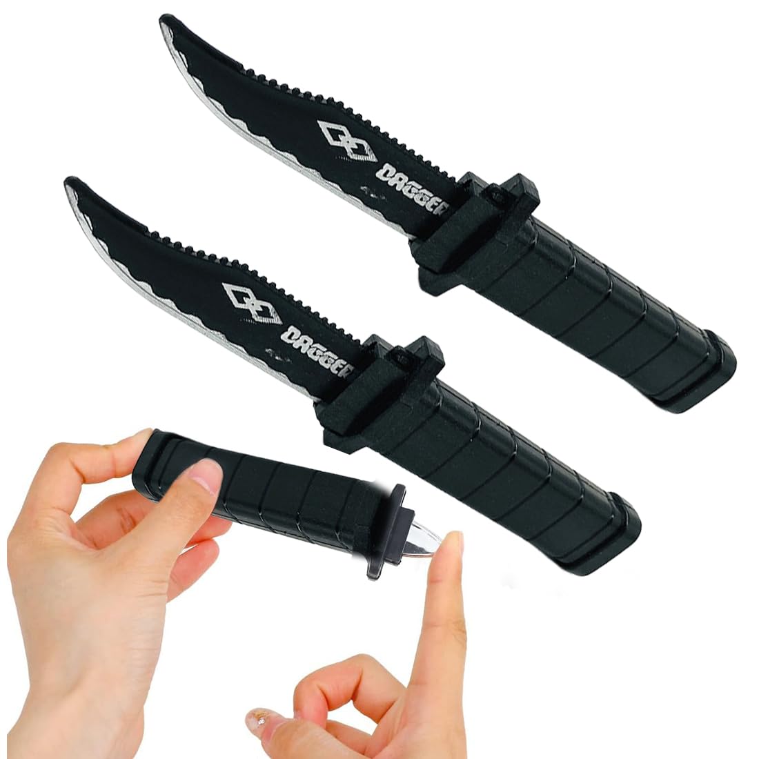 LONZIKP 2 Pcs Fake Knives, Retractable Blade, Magic Theater Knife, Scherzo Accessories for Adults, April Fish (Classic Style)