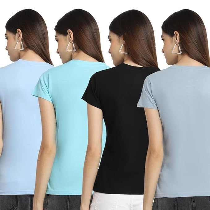 Image of Preneum 100% Pure Cotton Oversized Regular Fit Half Sleeve Round Neck Cool Front Trendy Printed T-Shirt for Women /Girls (Pack of 3)