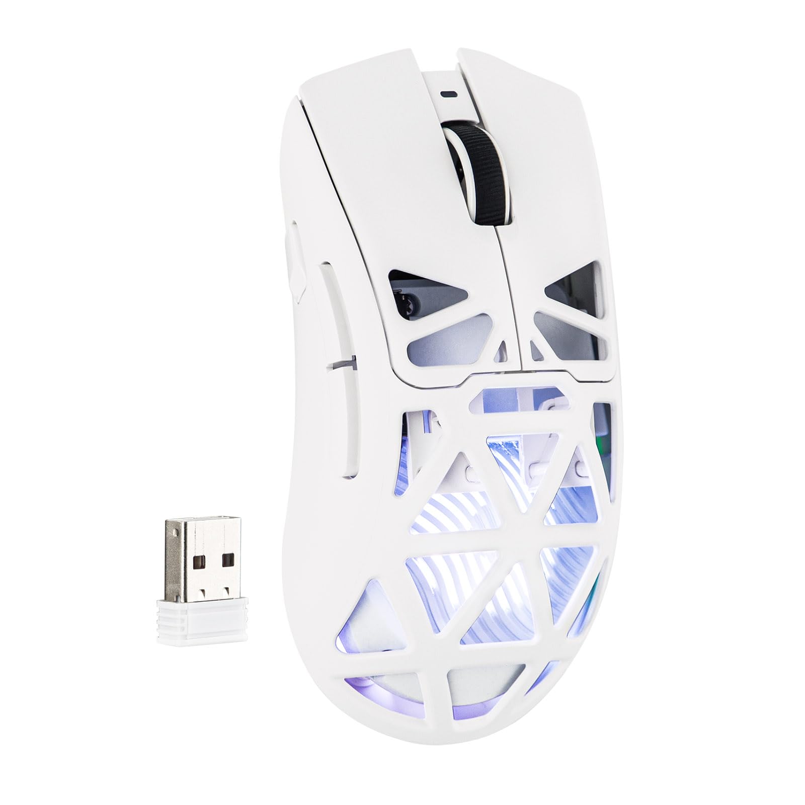 MechLands Aula SC620 Gaming Mouse, 2.4G/USB-C/BT Wireless Mouse with 400mAh Battery, Adjustable 12,000 DPI & 1000 Polling Rate, PAW3311 Sensor, RGB Lighting, Programmable Buttons, for Win/Mac (White)-image-34