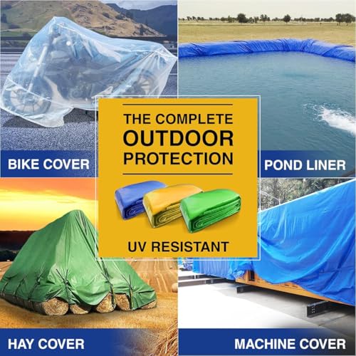 Image of TUFFPAULIN Plastic 36Ft X 32Ft 120 Gsm Blue Tarpaulin Tirpal Tadpatri Tharpai Thadika, Extra Strong, Reinforced Eyelets, Uv Resistant, 100% Waterproof Virgin, 6 Layer Mlcl 3D Rib Technology-1 No.
