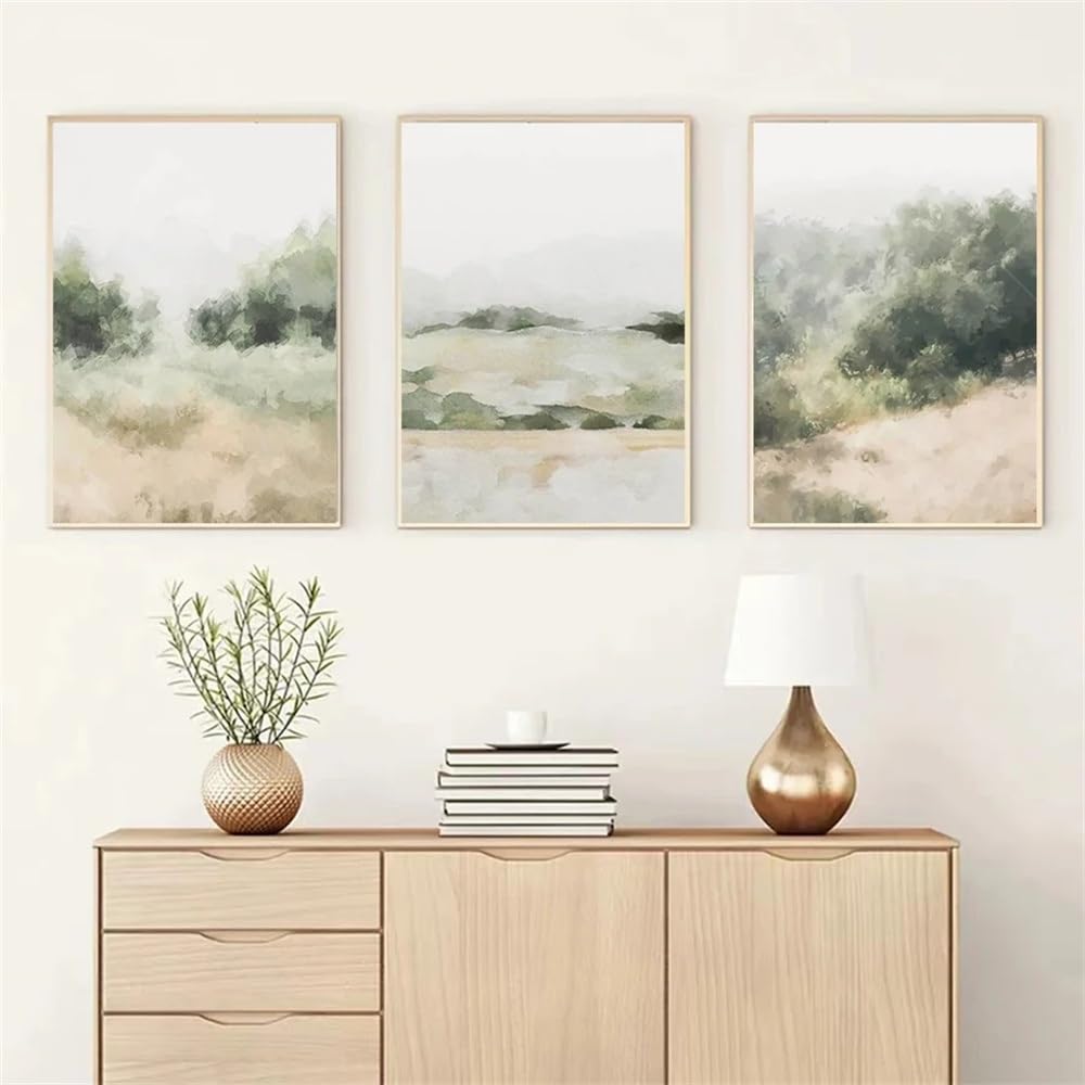 WUHBCZ Canvas Paints-Abstract Art Prints Posters Green Landscape Path Grove Painting Modern Pictures Canvas Wall Painting Art Living Office Room Home Decoration-60 * 80cm/3PCS (No Frame)