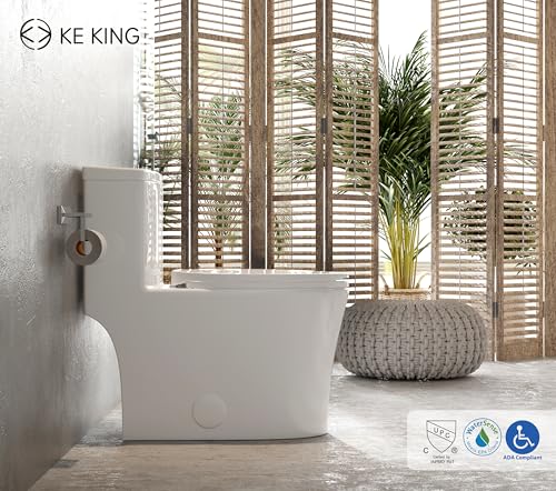 Elongated One-Piece Toilet, Full Skirt & Sleek Design, Dual Powerful Flush Toilet 0.8/1.28 GPF and MAP 1000g, Comfort Height Toilet, White, 12'' Rough-in - Image 5