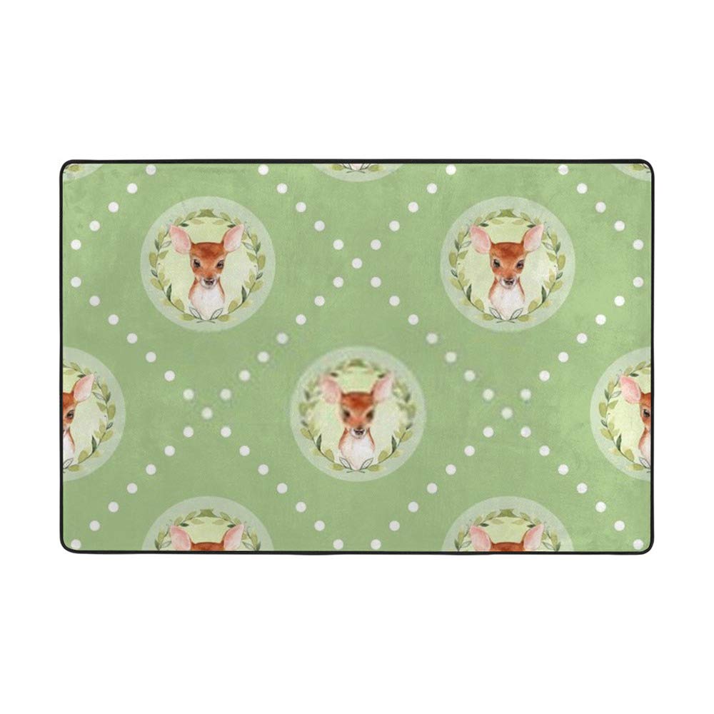 Tapis aquarelle cerf Ruchen velours corail épais et confortable 183x122