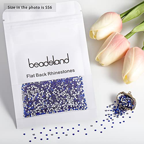 Image of Beadsland 2880pcs Flat Back Crystal Rhinestones Round Gems for Nail Art and Craft Glue Fix,Sapphire,SS6,1.9-2.1mm