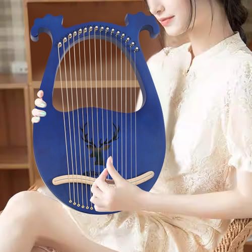 SHONFYVS Lyre Harp 16 Metal String Harp Solid Wood Mahogany with Tuning Wrenc, Professional Lyre Harp instrument Gift for Beginner Music Lovers Gift