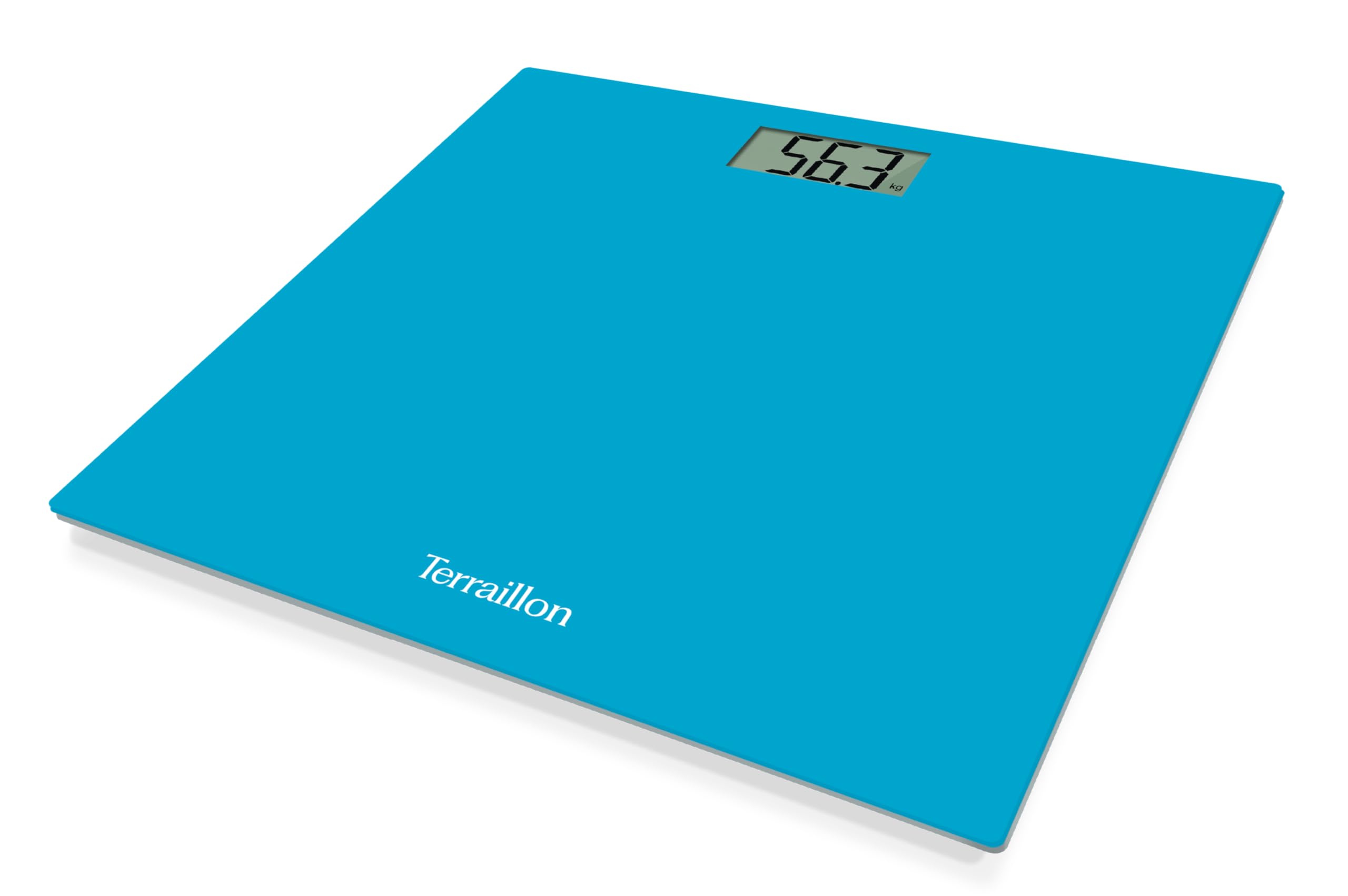 TERRAILLON - Báscula de baño electrónica - Ultraplana, Encendido/Apagado automático, Gran pantalla LCD, 150kg - TX1500, Azul
