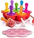 Stampo per ghiaccio multifunzione in silicone per congelare e conservare alimenti per bambini e preparare gelati in stile – con coperchio in silicone + bastoncini colorati, contenitore senza BPA