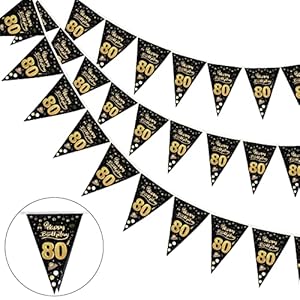 GoldRock 80 Geburtstag Deko Girlande Banner, 80. Geburtstag Männer Frau, Deko 80 Geburtstag Mann Banner, Wimpelkette 80…