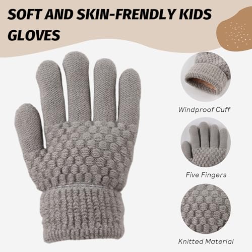 Image of JANGANNSA Cold Weather Kids Gloves Warm Knitted Children Magic Glove With Fleece Lining Winter Gloves For Boys Girls