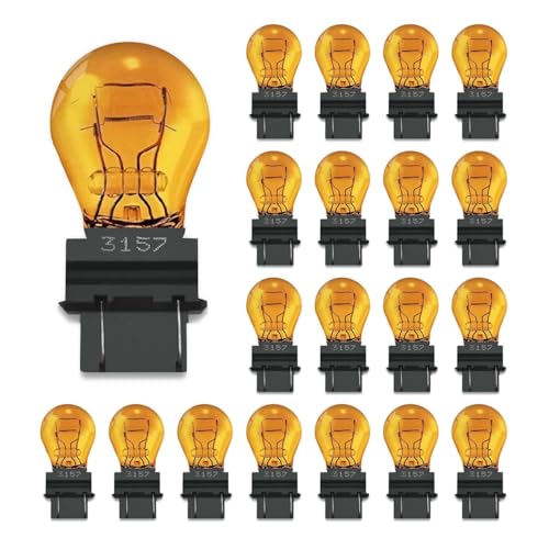 Lanuovx 3157A(amber) Bulbs 20 Pack,12V 3047 3057 3157LL 3157K 3457 3757 4057 4157 Miniature Bulb Mini Bulb,Brake Light Turn Signal Side Marker Tail Light Bulb Replacement