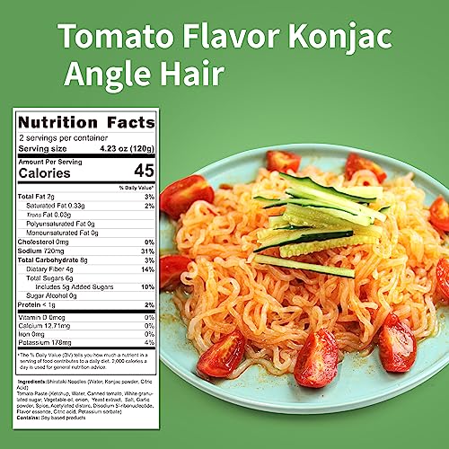Image of Hethstia Shirataki Noodles Konjac Pasta, 6 Pack Tomato Flavor Instant Food(61.38oz), Low GI Ramen