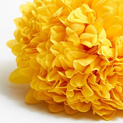 Factory Direct Craft Golden Yellow Artificial Football Mum Floral Stems for Indoor Decor - 3 Stems