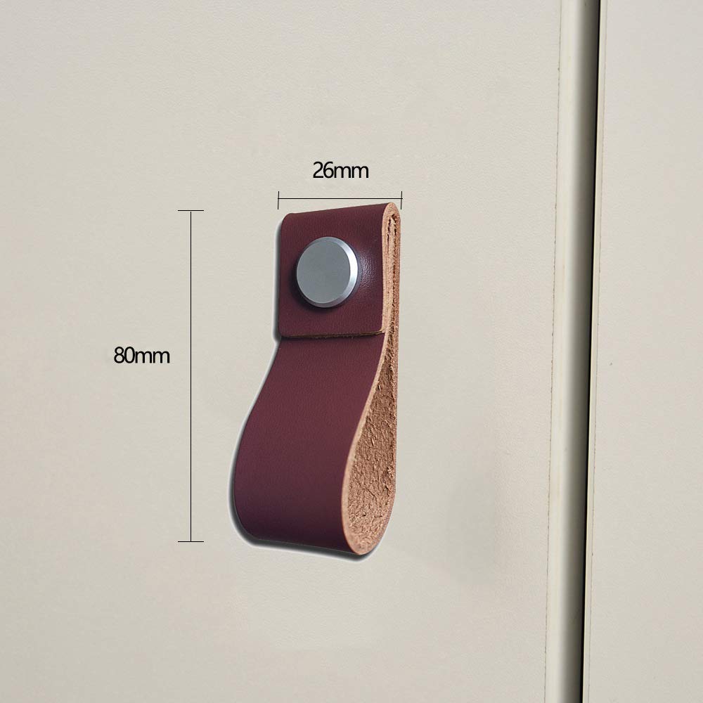 VOANZO 5PCS Leather Furniture Door Handle Modern Europe Style Pull Handle Knob for Doors Cabinets Suitcase Cabinet Door Leather Door Handle 26x195mm (Brown) - Image 3