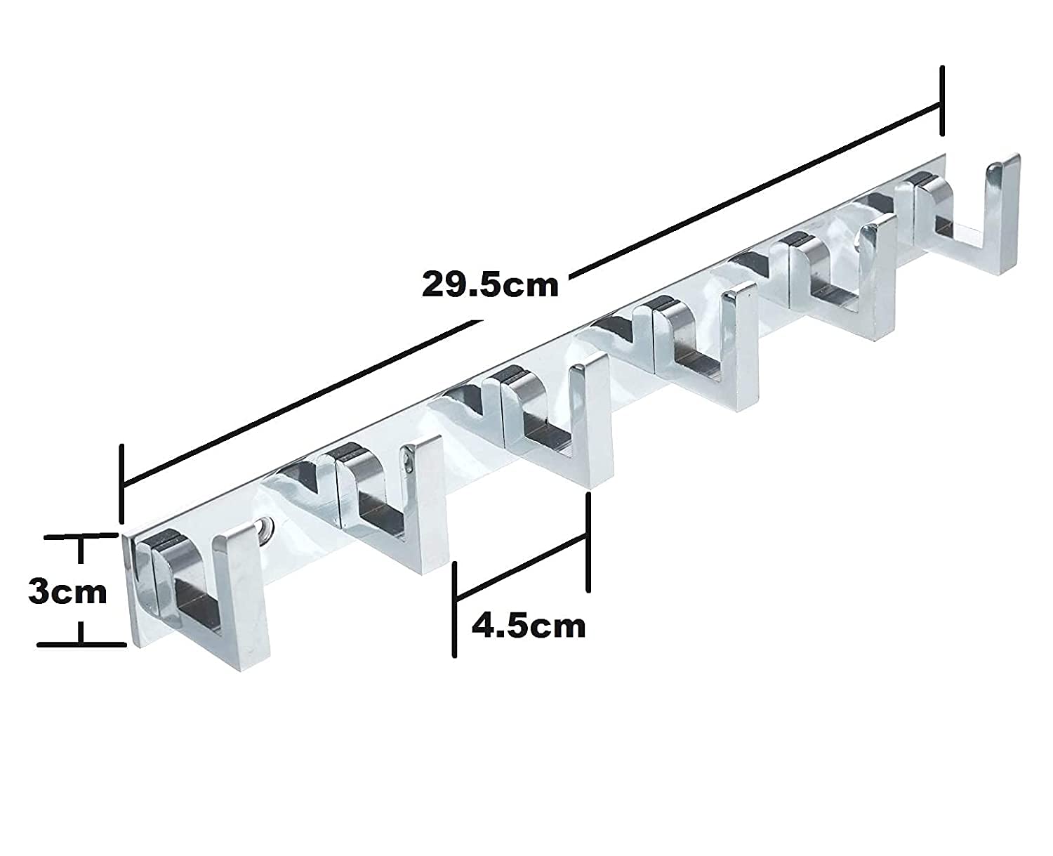 Alcott Exclusive Extra Long 40 cm Zinc 5 Pin Meta Hooks Hanger Door Wall Robe Hooks Rail (Silver Glossy) 2