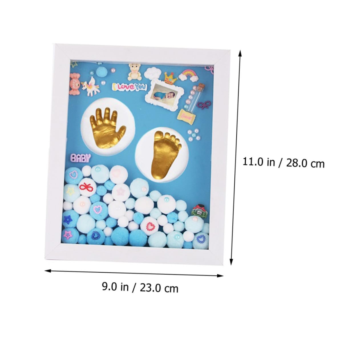 Toddmomy Kit Impronta Mani e Piedi per Ragazzo Ragazza Cornice Acrilica Oro, Set Completo per Regalo Nascita Unisex e Ricordo Battesimo Cornice da Appoggio
