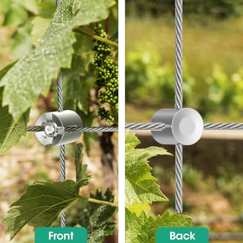 Image of 20 Pack Wall Trellis Kits System,Cross Cable Clamps, T316 Stainless Steel Heavy Duty Cable Clips for 1 /8 inch Wire Rope Fitting, Wire Trellis for Climbing Plants Outdoor, WT003