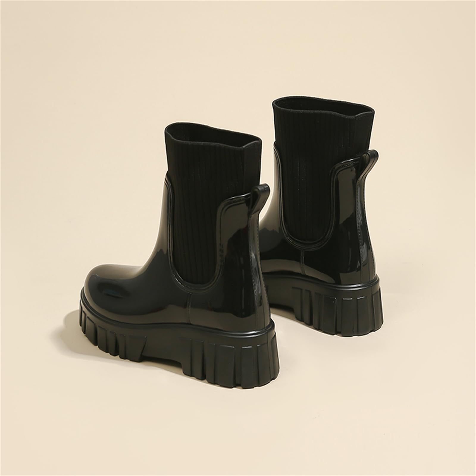AONEGOLD Botas de Agua Mujer Impermeable de Lluvia Antideslizante Botines de Caucho Tobillo Plataforma Moda Jardín Trabajo