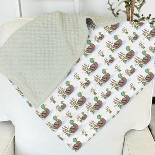 Image of Mallard Duck Lake Leaves Baby Blanket for Girl Boy with Dotted Backing Double Layer Wild Duck Hunting Soft Swaddle Receiving Blanket Toddler Nursery Crib Bed Blanket Hunting Lovers Gift 30x40