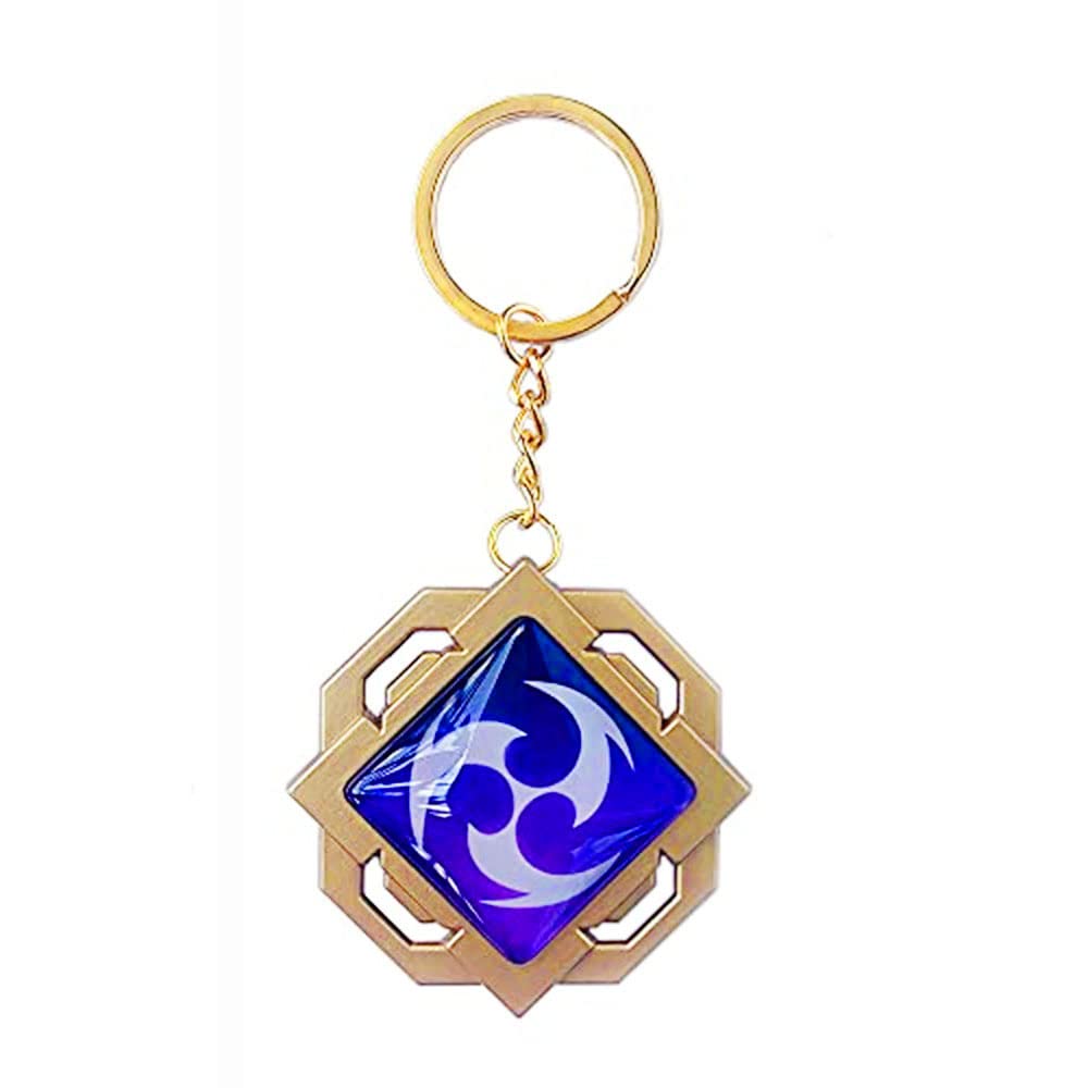 Toplucky Yellow Genshin Luminous Key Charms Toy Impact Liyue Vision Electro Keychain Gold Game Figure Key Chain Pendant Keyring Genshin ​Character