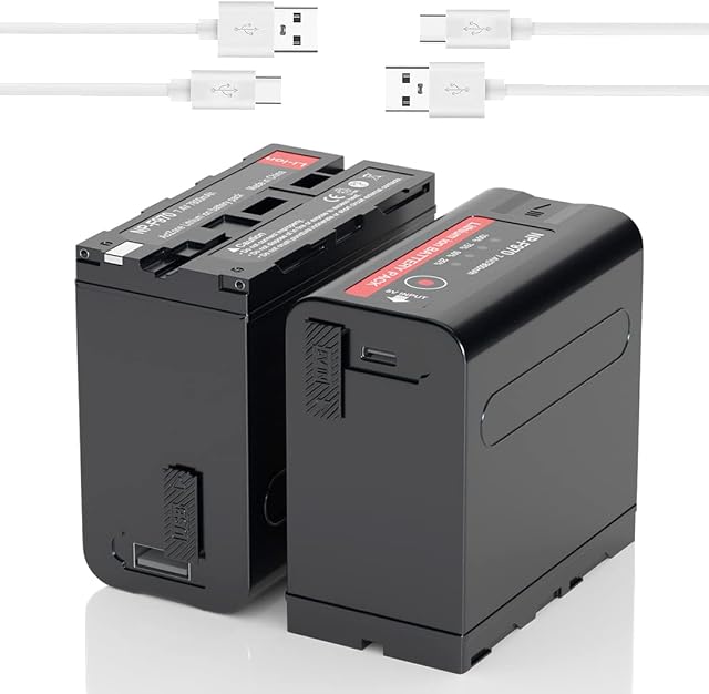 2 Pack 7800 mAh NP-F970 Battery for Sony NP-F960 NP-F950 NP-F930 Camera Handycam Camcorder Led Video Light with Type-C Charging Port,F530 F550 F570 F750 F770 DCR-VX2100 DSR-PD150 Replacement Battery