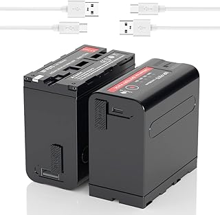 NATNO 2 Pack 7800 mAh NP-F970 Battery for Sony NP-F960 NP-F950 NP-F930 Camera Handycam Camcorder Led Video Light with Type-C Charging Port,F530 F550 F570 F750 F770 DSR-PD150 Replacement Battery