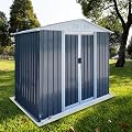 6x4 FT Metal Outdoor Storage Sheds, Garden Shed with Lockable Doors & Base Frame, Tool Shed with Apex Roof for Patio Lawn Backyard