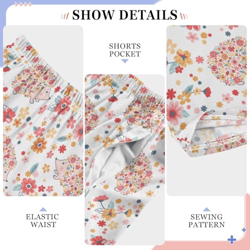 ZZXXB Hedgehog Flowers Boys Long Pants Soft Trousers Elastic Waist Kids Lounge Bottoms with Pockets S-XL4