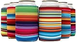 QualityPerfection Neoprene Soda Cooler Sleeve for 12 Oz. Soda/Beer Can, Collapsible Cooler Sleeves that Look Great & Keep Drink Cold (6, Serape Stripes)