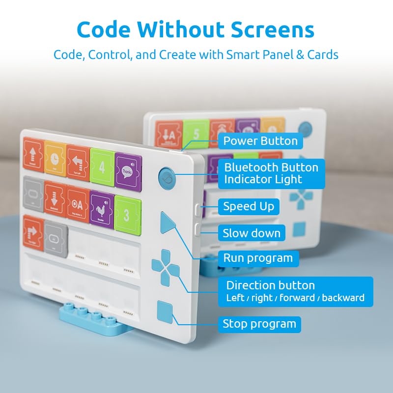 WhalesBot C3 Pro 12-in-1 Remote Control & Coding Robot Kit for Kids 4+, Advanced Smart Panel & Cards Programming, Educational STEM Toy, Block Building Set with Controller & Motor for Kids 4-6, 5-7