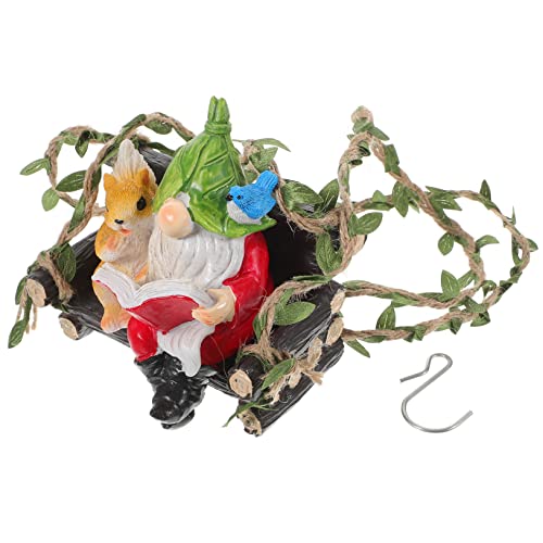 Garneck Hängende Tierfigur Aus Kunstharz Bezaubernde Lesende Und Nähende Eichhörnchen-Statue Zarte Gartenartikel Kompakte Tierfigur Für Hofdekoration