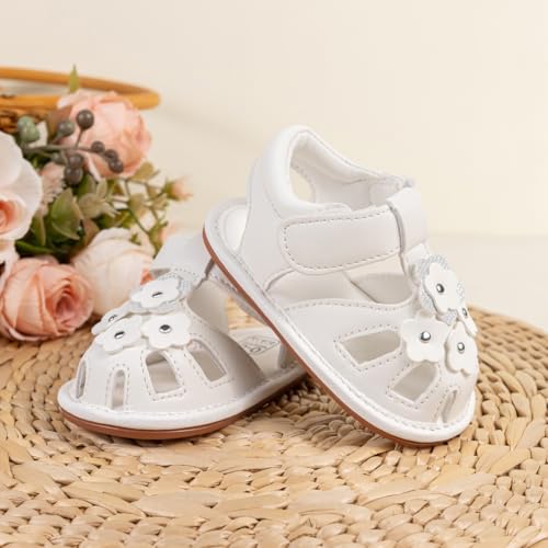 Image of Babelvit Infant Baby Girl Boy Sandals Comfort Premium Summer Outdoor Casual Beach Shoes with Flower Bowknot Anti Slip Rubber Sole Newborn Toddler Prewalker First Walking Shoes