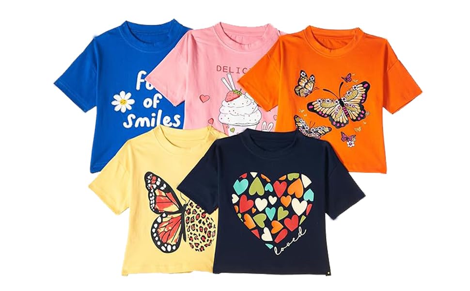 T2F Girls Cotton Printed Oversized Fit Dropshoulder T-Shirt (Pack of 5) T2F Girls Cotton Printed Oversized Fit Dropshoulder T-Shirt (Pack of 5)