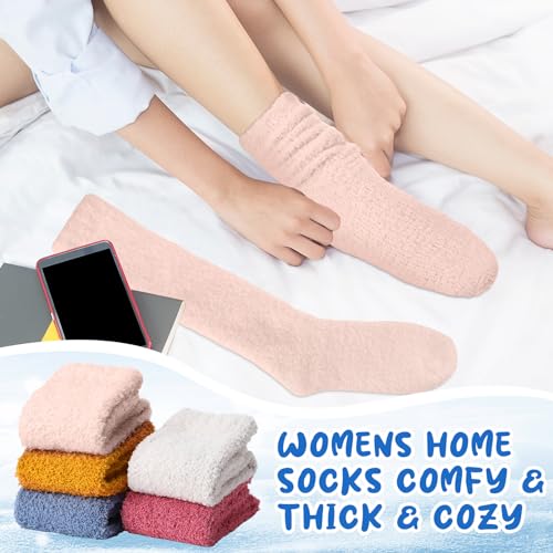 Image of Liitrsh 12 Pairs Fuzzy Socks for Women Knee Fuzzy Socks Long Slipper Socks Warm Cute Winter Socks High Cozy Christmas Fluffy Socks for Women Comfort Sleeping Home, 12 Colors