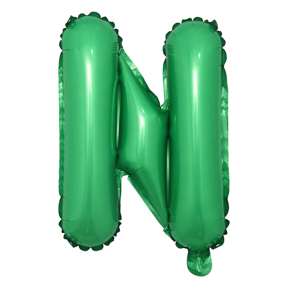 16 inch Green Alphabet Letter and Number Balloons Set Package, Aluminum Hanging Foil Film Banner Mylar Balloon for Birthday Party Decoration Custom Word (A-Z, 0-9) (16 inch Green N)