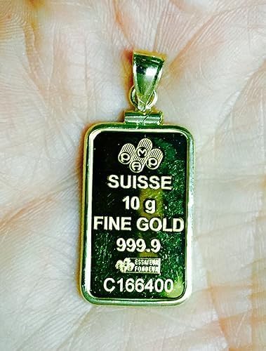 TEX 24K Gold 10 Gram Ingot Pendant with 14K Gold Bezel