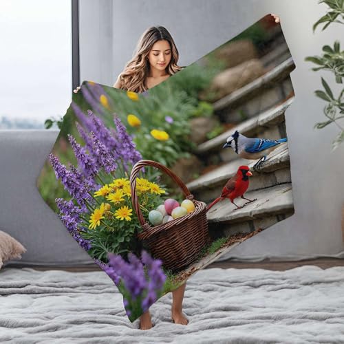 Couverture flanelle personnalisée Pâques grand plaid imprimé œufs fleurs idée cadeau maison